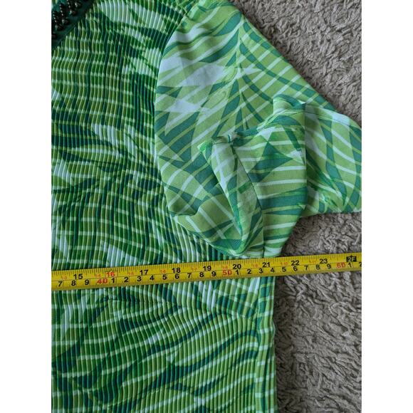 Catherines Blouse Womens Sz 2X Green Sheer Pleated Fairy Cottage Boho Mature - Picture 7 of 7